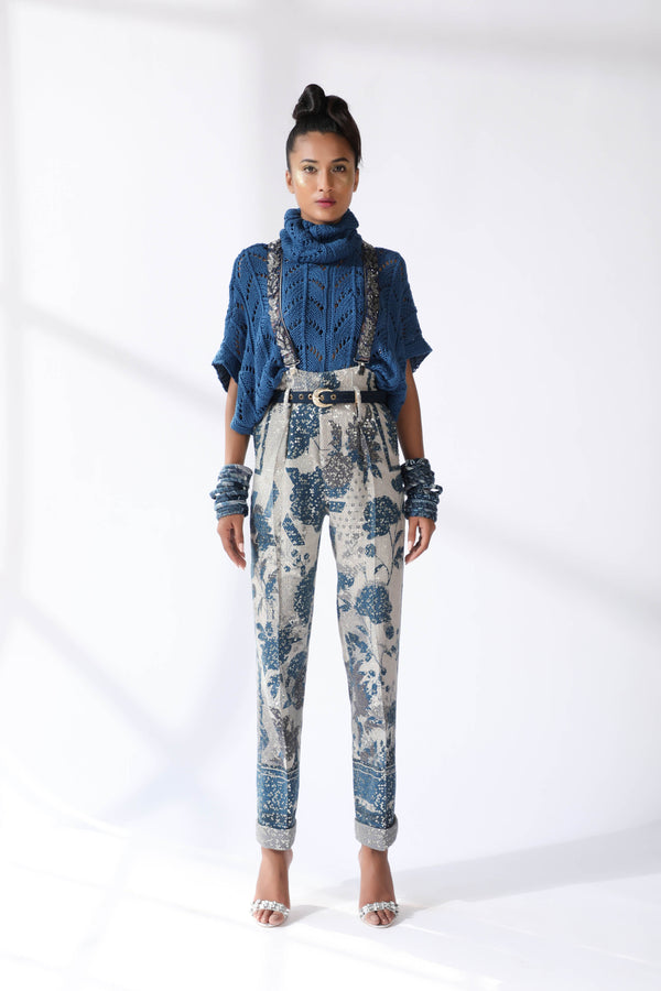 Floral Print High Waisted Sheeted Crepe Pants