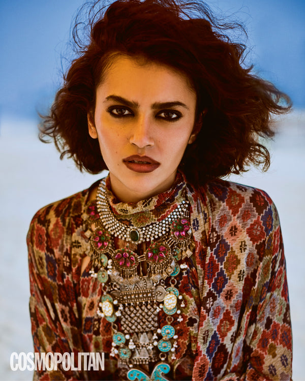Natasha Ramachandran In Brick Print Maxi Dress & Jacket